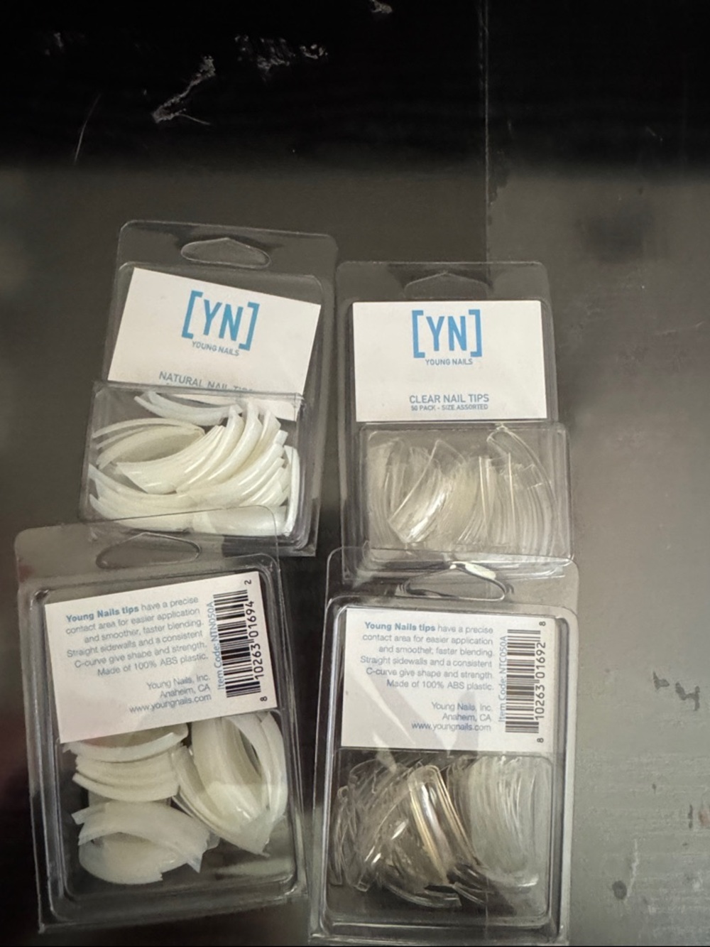 Clear & Natural Nail Tips - Pack of Assorted Sizes